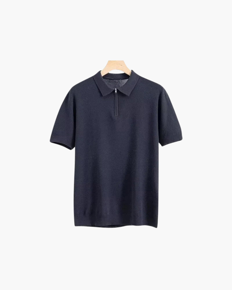Men's Short Sleeve Zip Polo Shirt in Regular Fit