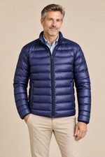 Men’s Lightweight Down Puffer Jacket with Stand Collar