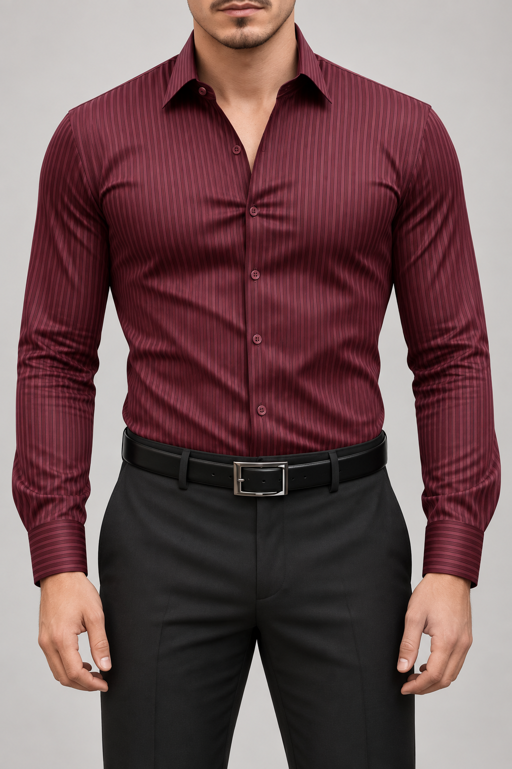 Men's Muscle Fit Long Sleeve Striped Shirt