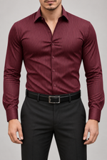 Men's Muscle Fit Long Sleeve Striped Shirt
