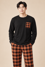 Men’s Checked Winter Pyjama Set with Long-Sleeve Top and Trousers