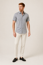 Men's Short Sleeve Button Up Shirt in Fitted Cut