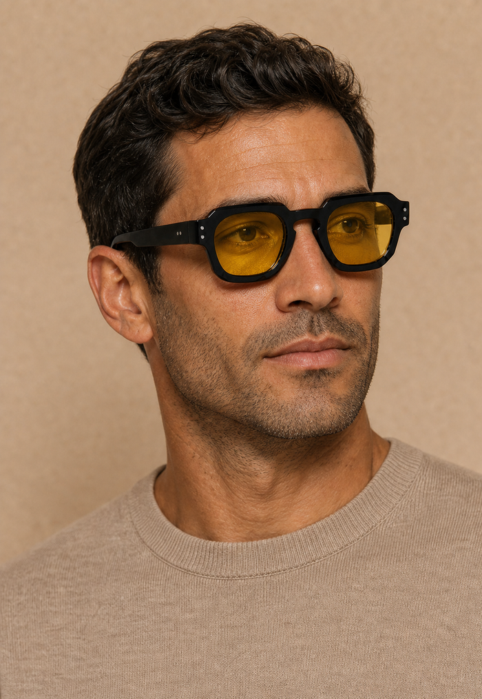 Men's Square Sunglasses with Chunky Angular Frame