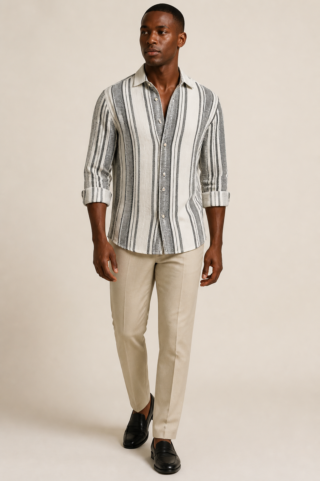 Men's Long Sleeve Striped Shirt in Relaxed Fit