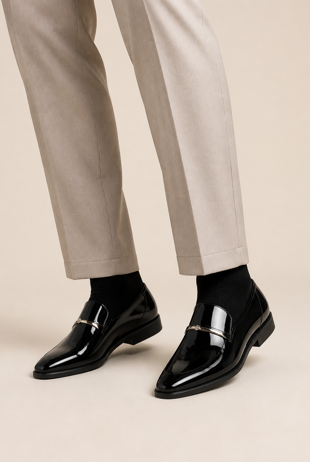 Men's Slip On Loafers with Metal Bar Detail