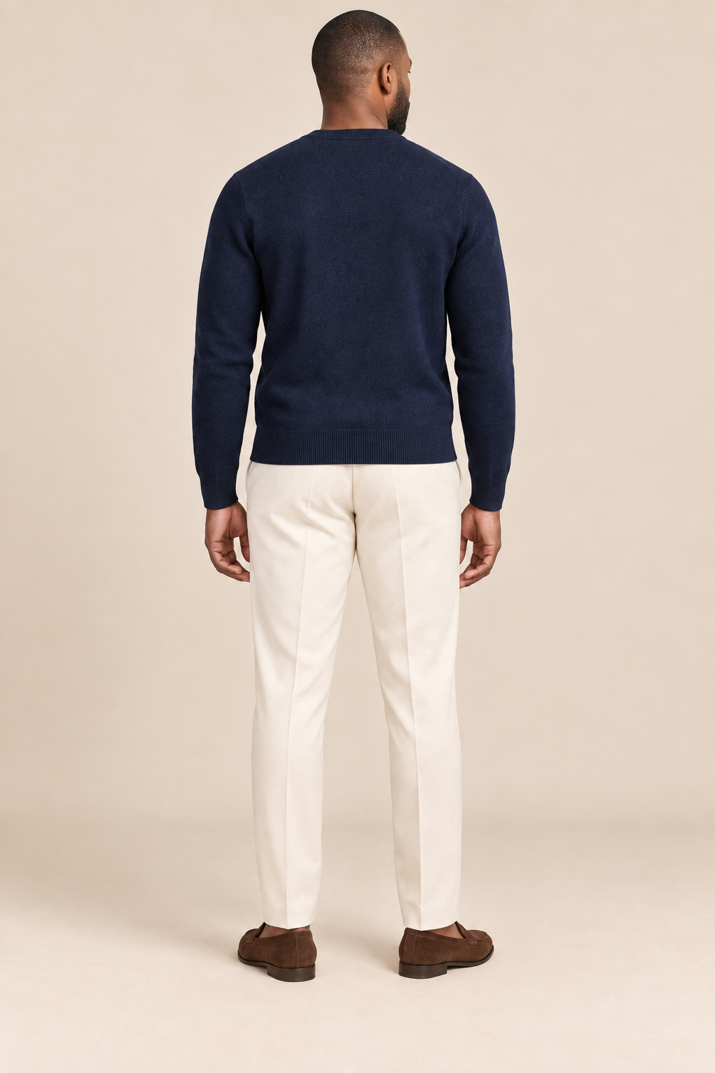 Men’s Fine Knit V-Neck Jumper with Ribbed Trims