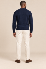 Men’s Fine Knit V-Neck Jumper with Ribbed Trims