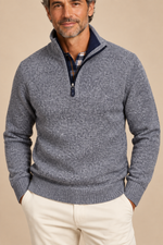 Men’s Textured Knit Half-Zip Jumper with High Collar