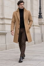 Men's Single-Breasted Overcoat with Notch Lapels