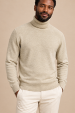 Men’s Fine Knit Roll-Neck Jumper with Long Sleeves