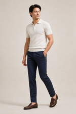Men's Straight Leg Trousers with Mid-Rise Waist
