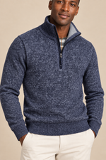 Men’s Textured Knit Half-Zip Jumper with High Collar