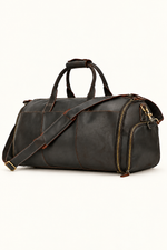 Men's Duffle Bag with Shoulder Strap - Dark Brown