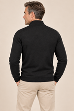 Men’s Fine Knit Half-Zip Jumper with Stand Collar