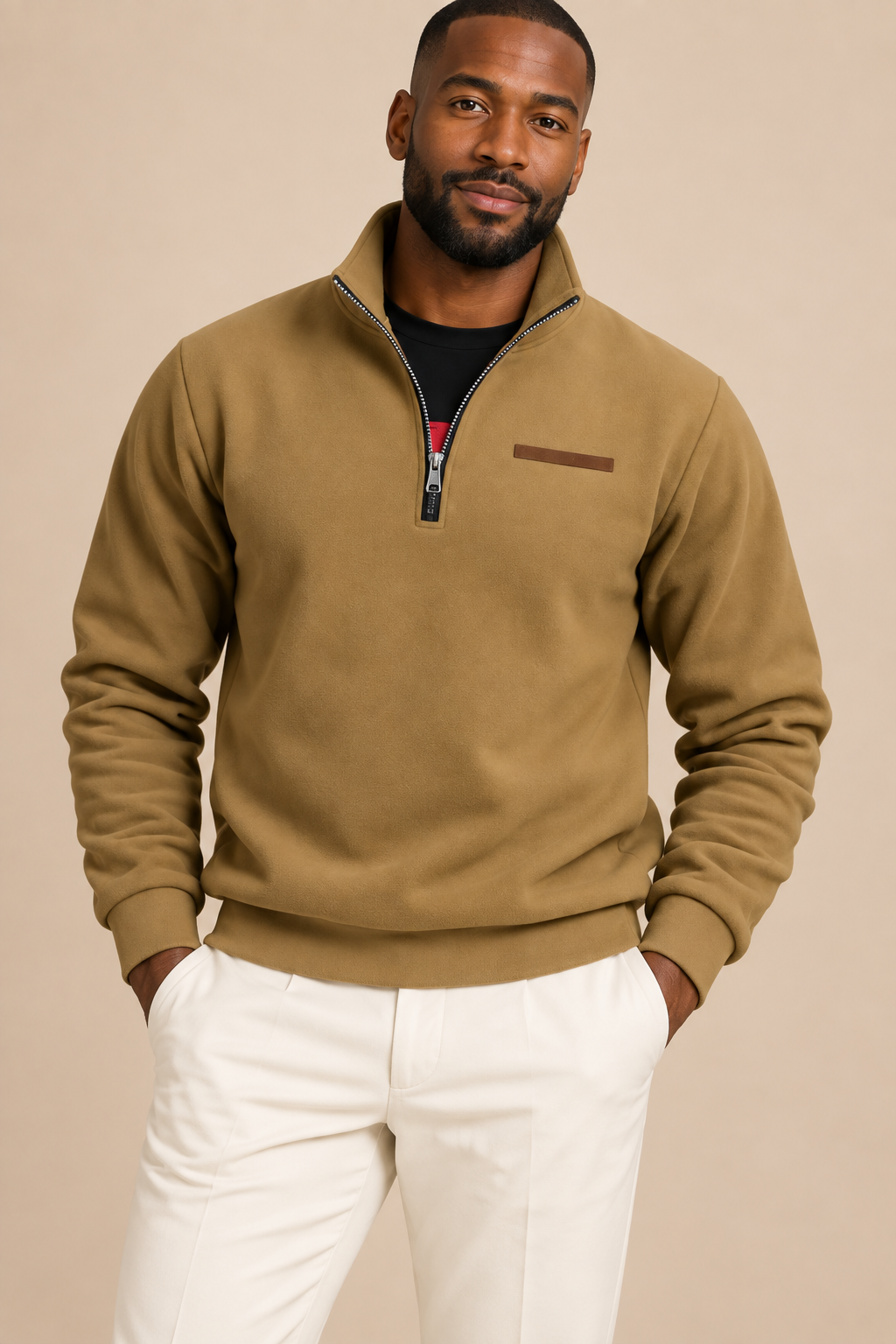 Men’s Half-Zip Sweatshirt with Stand Collar