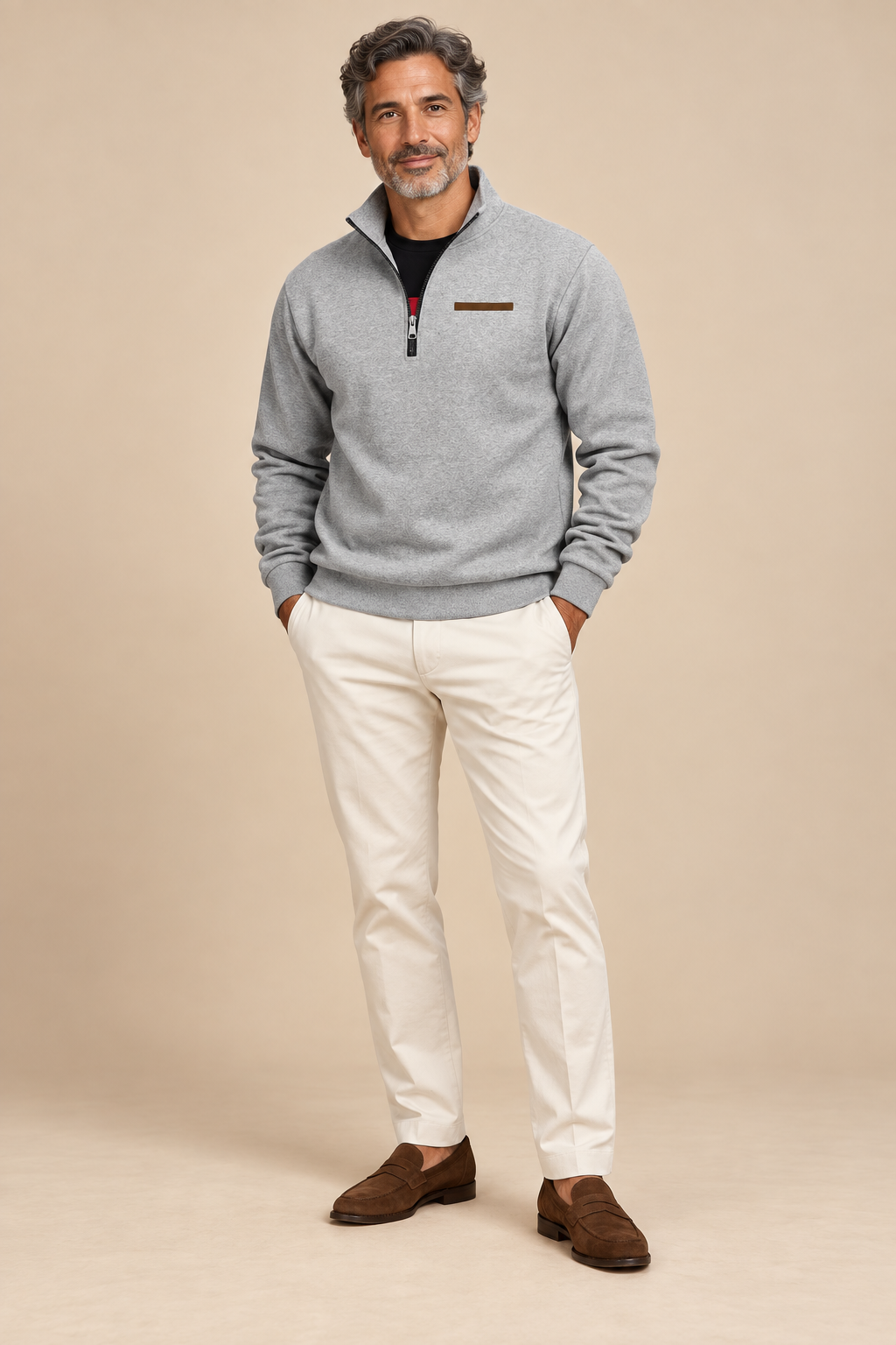 Men’s Half-Zip Sweatshirt with Stand Collar