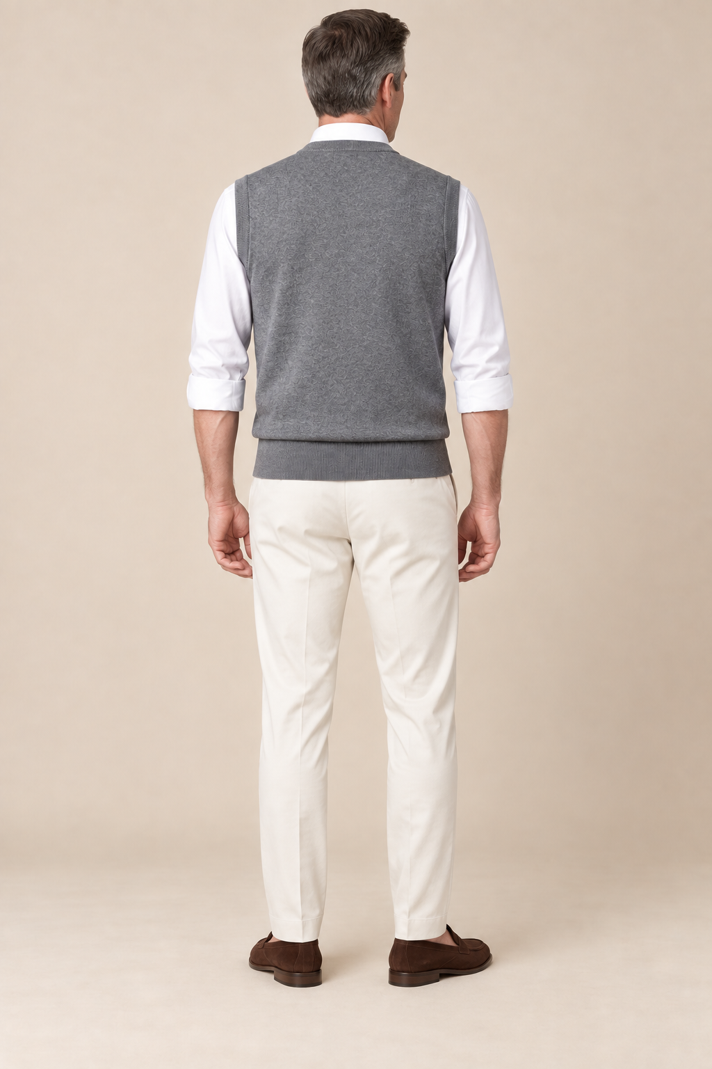 Men’s Plain Knit V-Neck Tank Top with Ribbed Trims