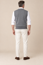 Men’s Plain Knit V-Neck Tank Top with Ribbed Trims