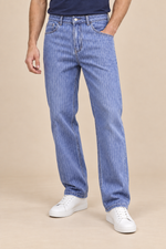Men’s Pinstripe Stretch Denim Jeans with Slim Fit