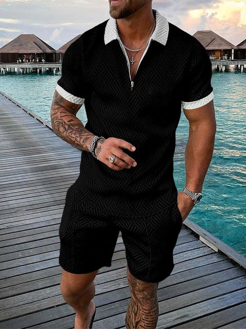 Lightweight summer and leisure set – Polo shirt and shorts set for men