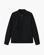Men’s Suede-Look Zip-Up Jacket with Stand Collar
