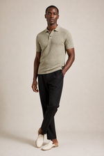 Men's Waffle Knit Polo Shirt with Short Sleeves