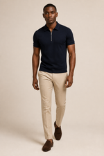Men's Short Sleeve Zip Polo Shirt in Fitted Cut