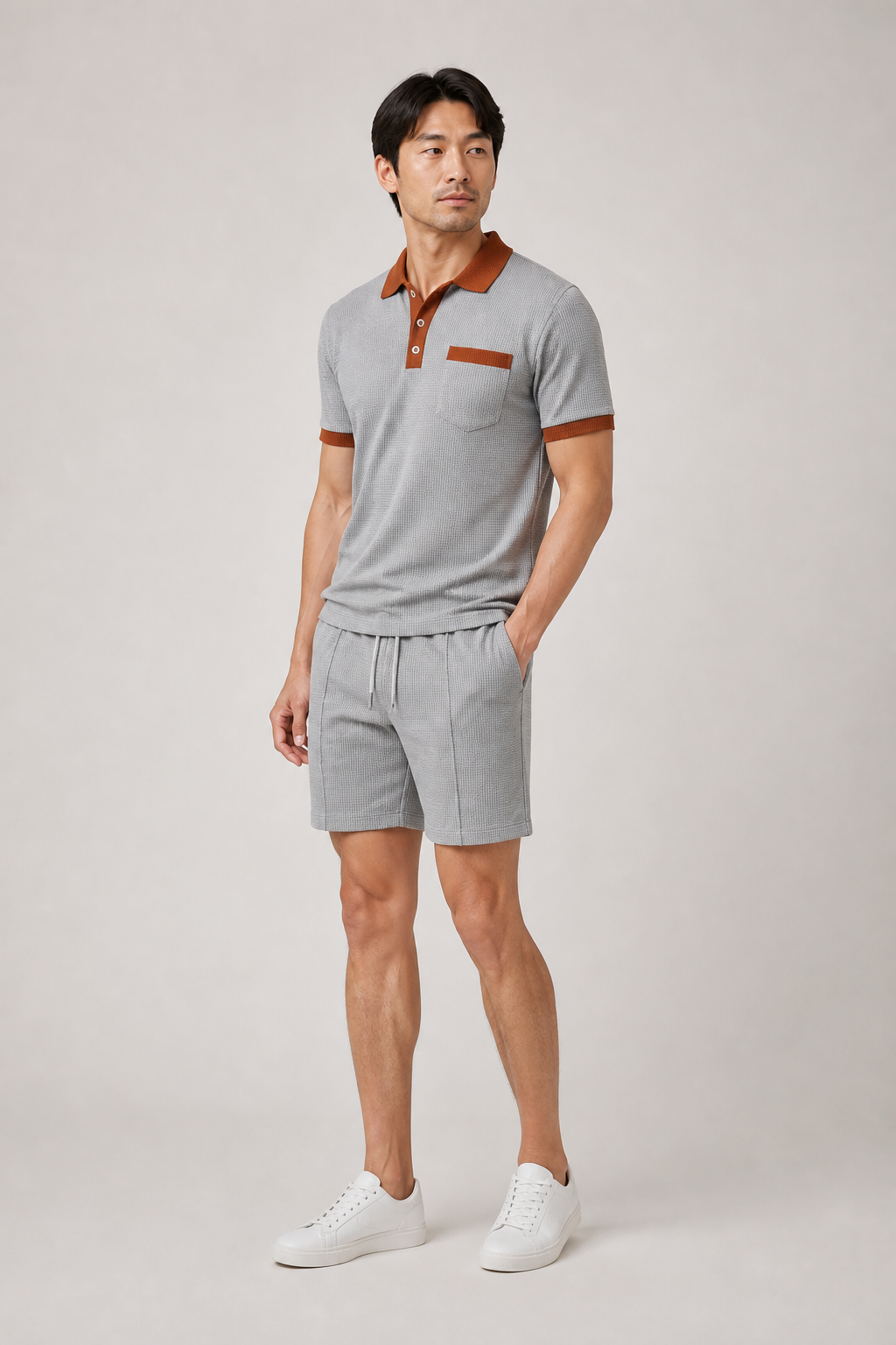 Men's Co-ord Set with Polo Shirt and Shorts