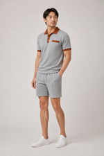 Men's Co-ord Set with Polo Shirt and Shorts