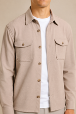 Men's Stretch Twill Overshirt with Chest Pockets