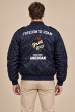 Men’s Padded MA-1 Zip-Up Bomber Jacket with Patches