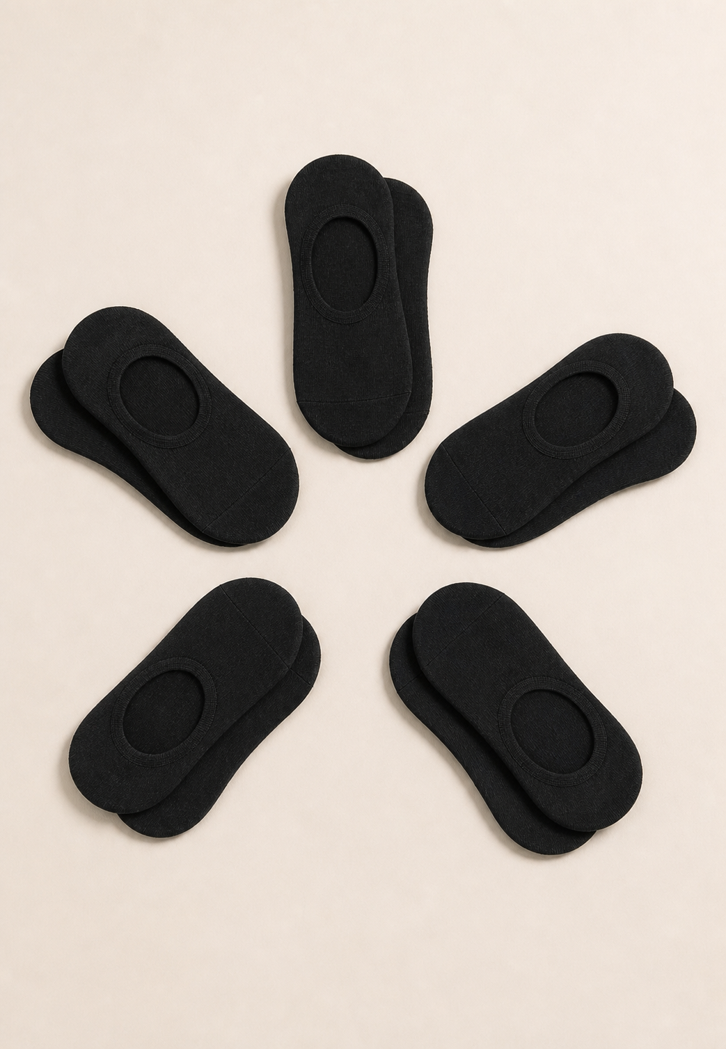 Men's No Show Socks with Heel Grips - 5 Pairs