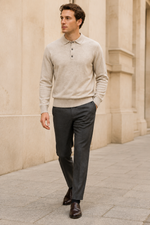 Men's Long Sleeve Knitted Polo Shirt