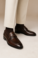 Men's Penny Loafers with Almond Toe