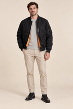 Men’s Cotton MA-1 Zip-Up Bomber Jacket with Sleeve Pocket
