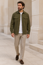 Men's Stretch Twill Overshirt with Chest Pockets