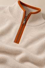 Men’s 100% Cashmere Half-Zip Jumper with Contrast Trim
