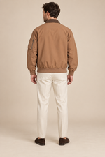 Men’s Zip-Up Harrington Jacket with Contrast Collar
