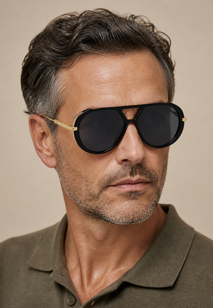 Men's Aviator Sunglasses with Metal Temples