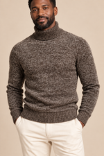 Men’s Textured Knit Roll-Neck Jumper
