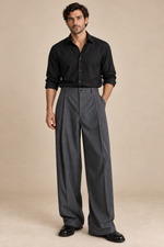 Men’s Pinstripe Wide-Leg Tailored Trousers