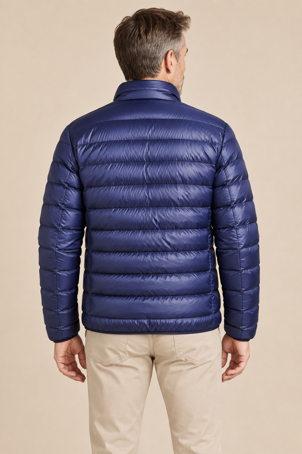 Men’s Lightweight Down Puffer Jacket with Stand Collar