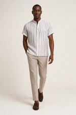 Men's Striped Polo Shirt with Short Sleeves