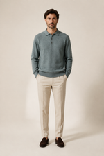 Men's Long Sleeve Knitted Polo Shirt