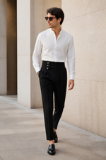 Men's Slim Fit Tailored Trousers with High Waist