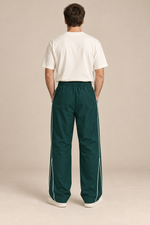 Men’s Wide-Leg Casual Trousers with Contrast Side Piping