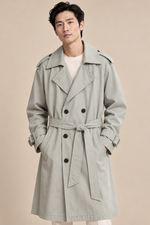 Men’s Double-Breasted Trench Coat with Waist Belt