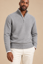 Men’s Half-Zip Knitted Jumper with Stand Collar