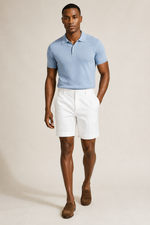 Men's Pleated Bermuda Shorts with Mid-Rise Waist