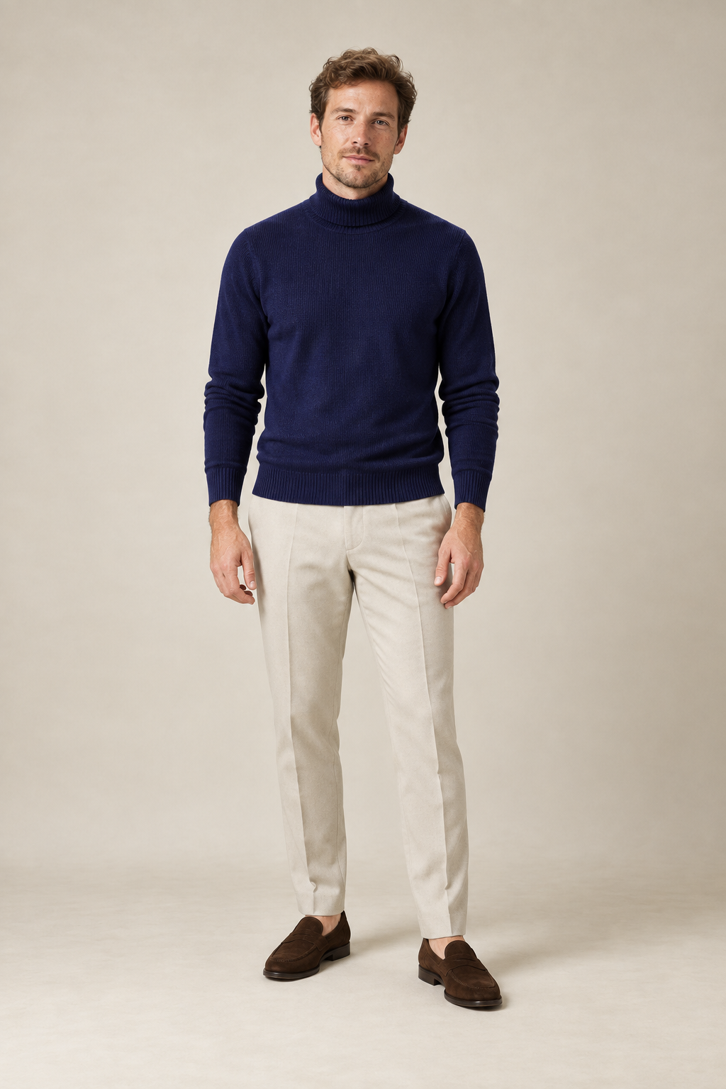 Men’s 100% Cashmere Ribbed Turtleneck Jumper